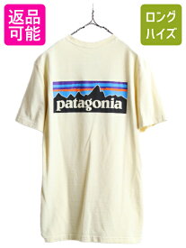 【4/25 24h限定 500円OFF&P8倍!!】 18年製 ■ パタゴニア プリント 半袖 Tシャツ メンズ M 古着 Patagonia アウトドア フィッツロイ P-6 ボックスロゴ イラスト グラフィック| 中古 半袖Tシャツ プリントTシャツ ロゴTシャツ クルーネック P6 レスポンシビリティー バックプ