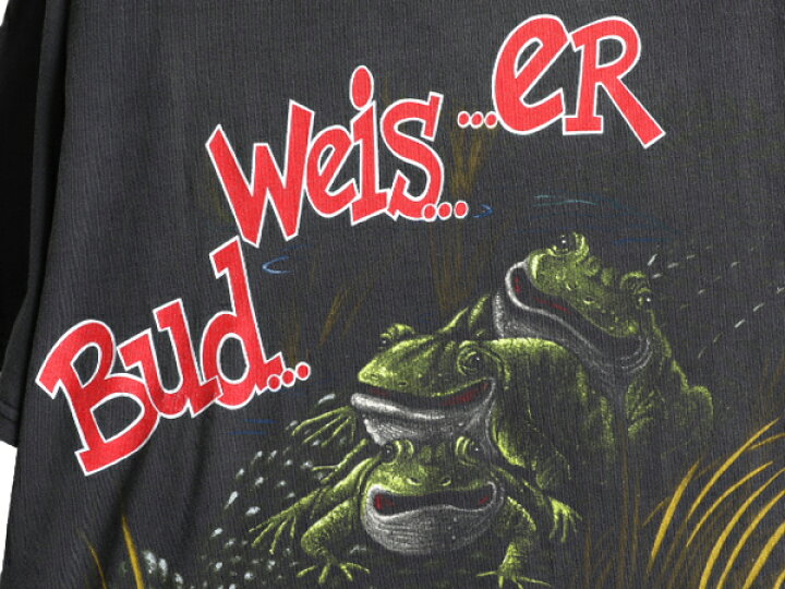 楽天市場】90s USA製 □ バドワイザー カエル ワニ イラスト 両面  