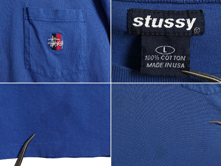 楽天市場】90s USA製 □ STUSSY ポケット付き 半袖 Tシャツ メンズ L  