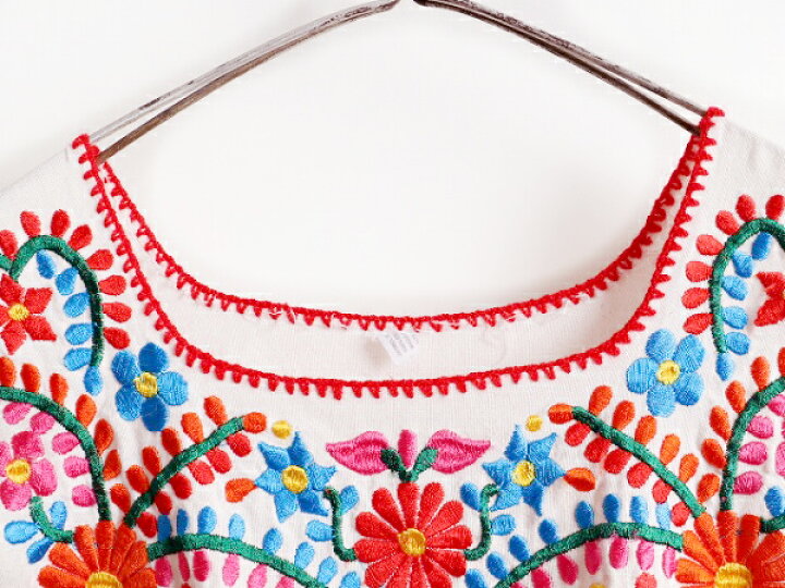 楽天市場】メキシコ製 ☆ メキシカン 花柄 刺繍 レース付き 