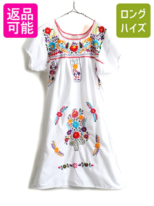 楽天市場】メキシコ製 ☆ メキシカン ハンド刺繍 半袖 チュニック 
