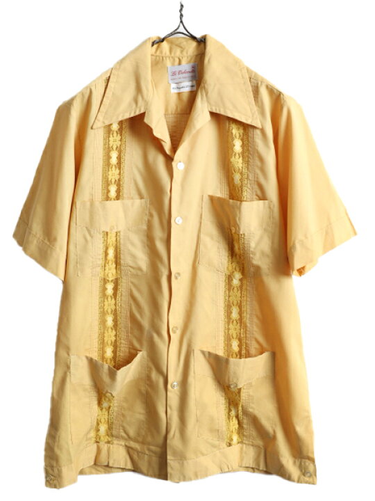 楽天市場】70s □ オープンカラー 半袖 キューバ シャツ ( メンズ M  