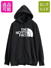 【スーパーSALE 最大半額&SPクーポン!】 ■ ノースフェイス プリント スウェット フード パーカー ( レディース L ) The North Face アウトドア トレーナー プルオーバー 裏起毛 黒| 古着 中古 ノース スエット フードパーカー スウェットパーカー ロゴパーカー プリントパ