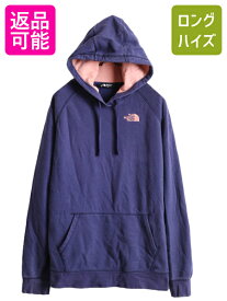 大きいサイズ XL ■ ノースフェイス ロゴ刺繍 スウェット フード パーカー レディース / 古着 The North Face プルオーバー 裏起毛 2トーン| 中古 ノース アウトドア スエット トレーナー フードパーカー スウェットパーカー ロゴパーカー 薄手 パープル 紫 ピンク アメカジ