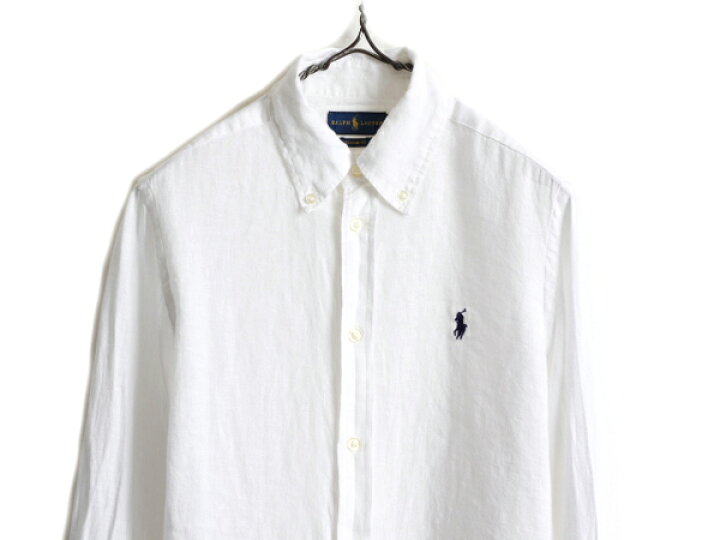 楽天市場】高級 100% リネン □ ラルフローレン 長袖 ボタンダウン  