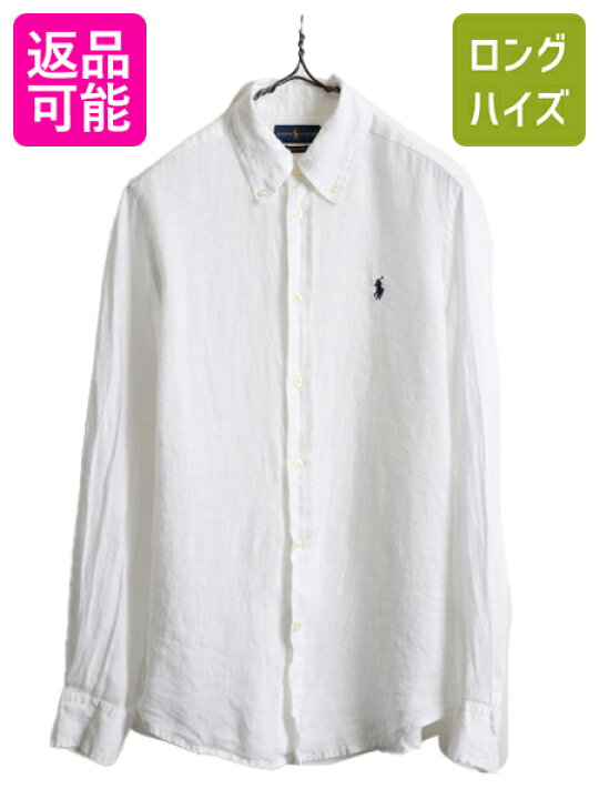 楽天市場】高級 100% リネン □ ラルフローレン 長袖 ボタンダウン  