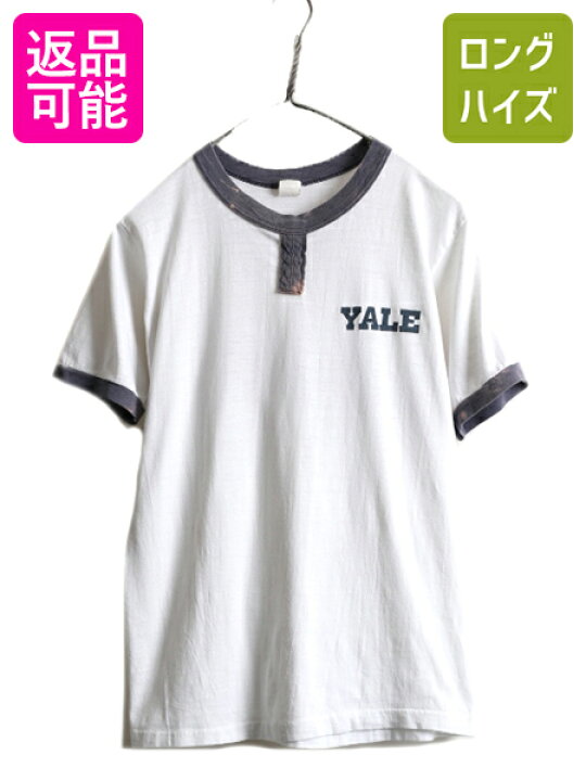 楽天市場】70s 80s ☆ YALE カレッジ プリント チョコチン リンガー T 