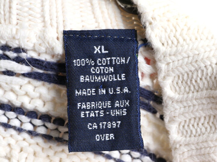 楽天市場】90s USA製 □ OLD GAP ボーダー コットン ケーブル ニット  