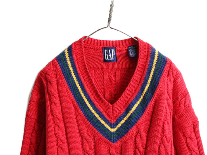 楽天市場】90s □ OLD GAP チルデン ケーブル ニット セーター メンズ 