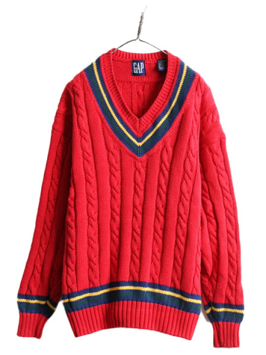 楽天市場】90s □ OLD GAP チルデン ケーブル ニット セーター メンズ  