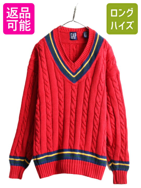 楽天市場】90s □ OLD GAP チルデン ケーブル ニット セーター メンズ 