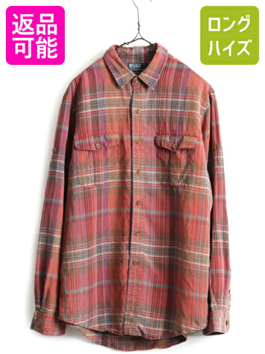 楽天市場】高級 リネン シルク 90s □ ラルフローレン チェック 長袖  