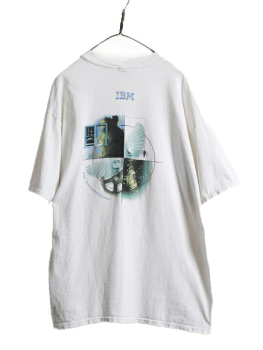 楽天市場】90s ☆ IBM 企業 アート イラスト 両面 プリント Tシャツ  