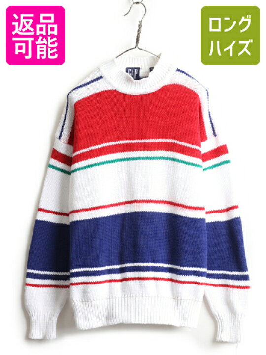 楽天市場】90s □ OLD GAP モックネック ボーダー コットン ニット 
