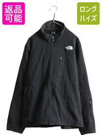 【6/2 10%OFFクーポン 23:59まで!】 US企画 ノースフェイス フルジップ ソフトシェル ジャケット メンズ XL 古着 The North Face アウトドア ブルゾン ストレッチ ジップアップ| 中古 ブラック 大きいサイズ ノース 裏フリース フリースライナー ジャンパー ハイネック スム