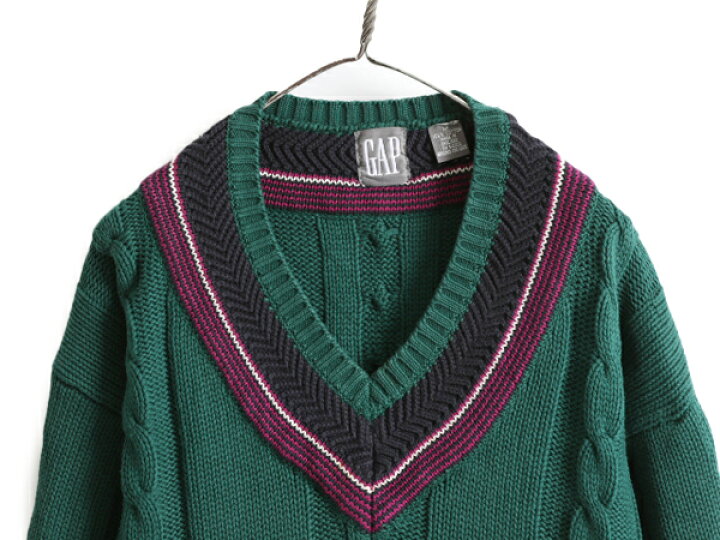 楽天市場】90s OLD GAP コットン チルデン ニット セーター メンズ M 