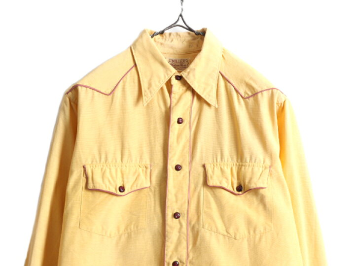 楽天市場】40s ☆ MILLER マチ付き サテン 長袖 ウエスタン シャツ  