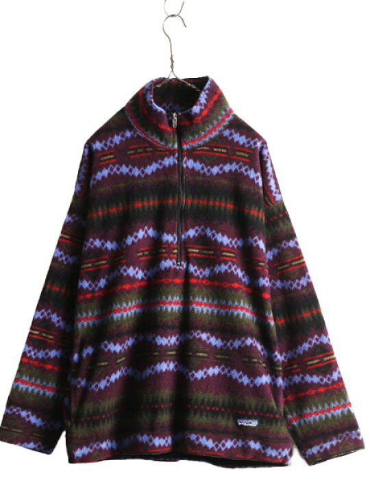 楽天市場】90s 94年製 USA製 パタゴニア ハーフジップ 総柄 シンチラ  