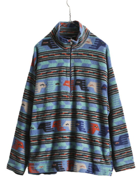 楽天市場】90s 94年製 USA製 パタゴニア ハーフジップ 総柄 シンチラ  