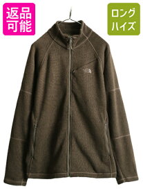 【6/7 スーパーSALE 最大半額&P5倍!】 US企画 ノースフェイス セーター フリース ジャケット メンズ M / 古着 The North Face フルジップ 裏起毛 ニット ブルゾン ジャンパー 茶| 中古 日本未発売 フリースジャケット ノース ジップアップ ハイネック ワンポイント アウター