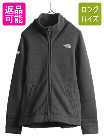 【マラソン 400円OFF&ポイント5倍!】 ノースフェイス セーター フリース ジャケット レディース S / 古着 アウトドア The North Face フルジップ 裏起毛 ニット ブルゾン 濃灰| 中古 フリースジャケット ノース アウター ジップアップ ハイネック ワンポイント 企業 企業物