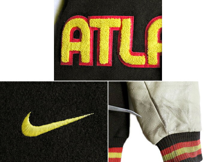 楽天市場】00s ナイキ NBA オフィシャル ホークス 中綿 袖レザー 