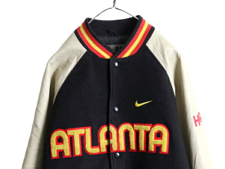 楽天市場】00s ナイキ NBA オフィシャル ホークス 中綿 袖レザー 