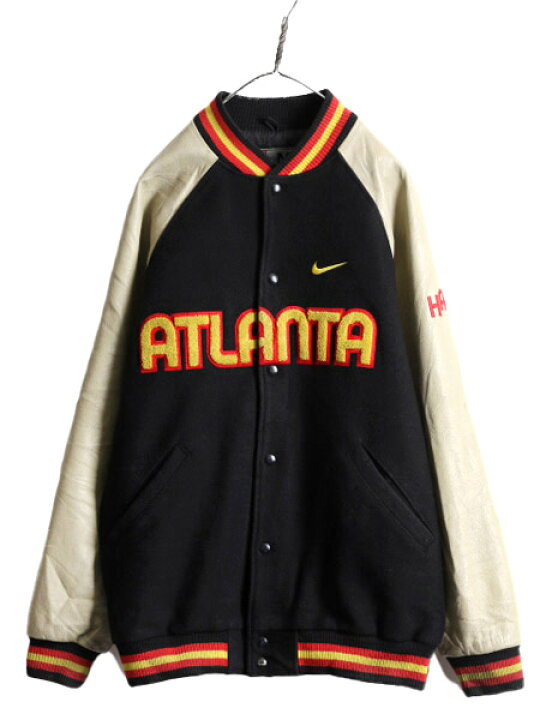 楽天市場】00s ナイキ NBA オフィシャル ホークス 中綿 袖レザー 