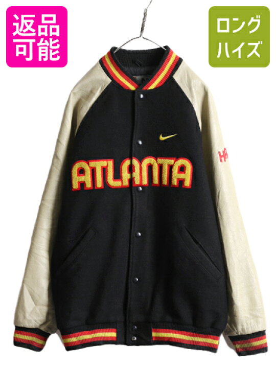 楽天市場】00s ナイキ NBA オフィシャル ホークス 中綿 袖レザー 