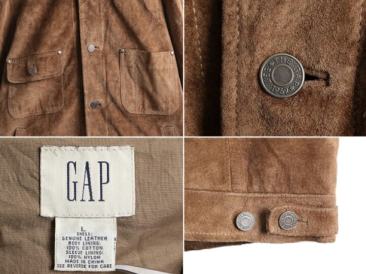 楽天市場】00s OLD GAP 本革 スウェード レザー トラッカー ジャケット 