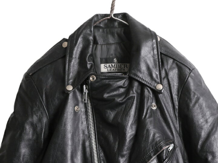 楽天市場】80s SAMBER LEATHER 本革 レザー ダブル ライダース 