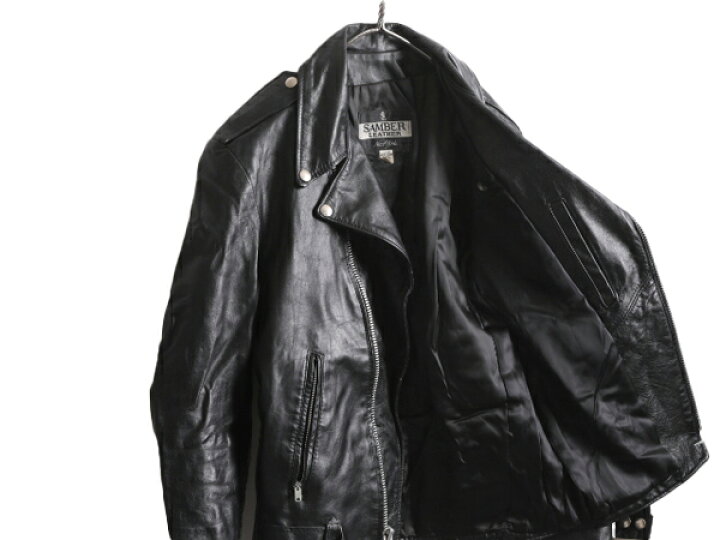 楽天市場】80s SAMBER LEATHER 本革 レザー ダブル ライダース 