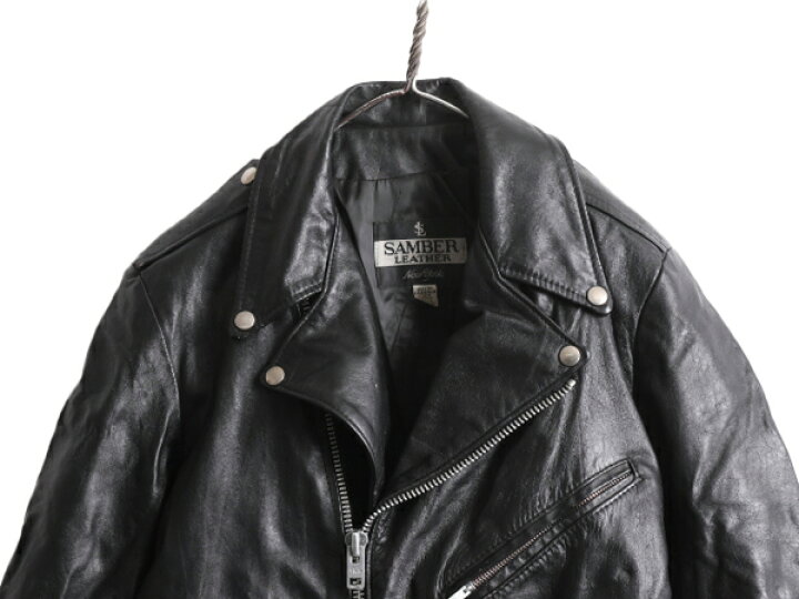 楽天市場】80s SAMBER LEATHER 本革 レザー ダブル ライダース 