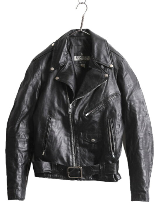 楽天市場】80s SAMBER LEATHER 本革 レザー ダブル ライダース 