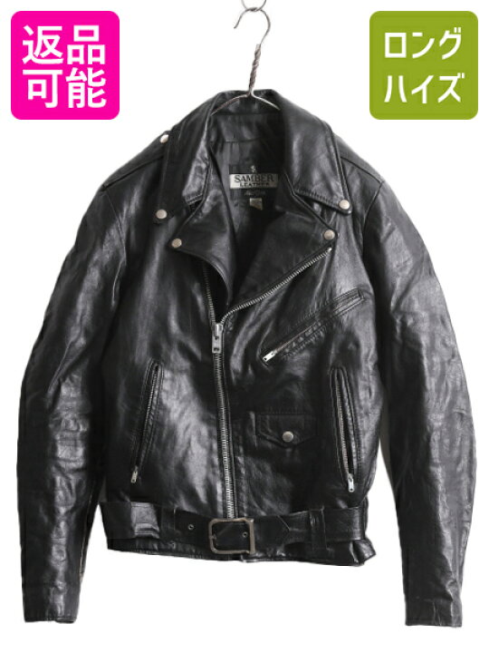 楽天市場】80s SAMBER LEATHER 本革 レザー ダブル ライダース 