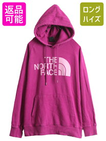 【4/25 24h限定 500円OFF&P8倍!!】 ノースフェイス プリント スウェット フード パーカー レディース L / The North Face トレーナー プルオーバー 裏起毛 アウトドア 紫 薄手| 古着 中古 ノース スエット プリントパーカー ロゴパーカー スウェットパーカー フードパーカー