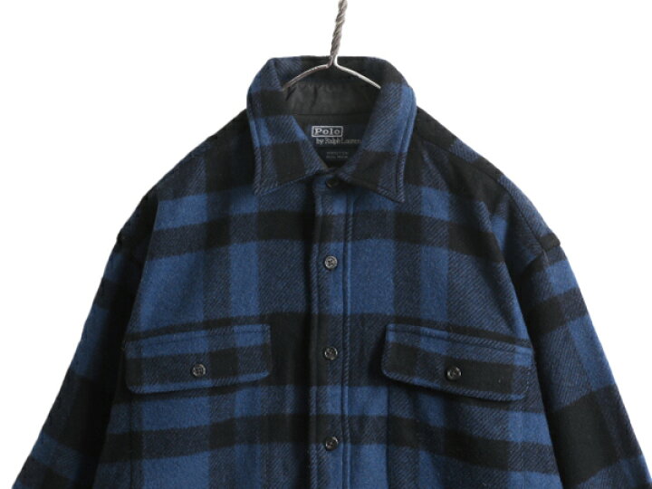 楽天市場】90s ポロ ラルフローレン チェック 長袖 ウール CPO シャツ 
