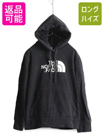 【4/25 24h限定 500円OFF&P8倍!!】 ノースフェイス プリント スウェット フード パーカー レディース XL 古着 The North Face トレーナー プルオーバー 裏起毛 アウトドア 黒| 中古 ノース ブラック 大きいサイズ スエット フードパーカー スウェットパーカー ロゴパーカー