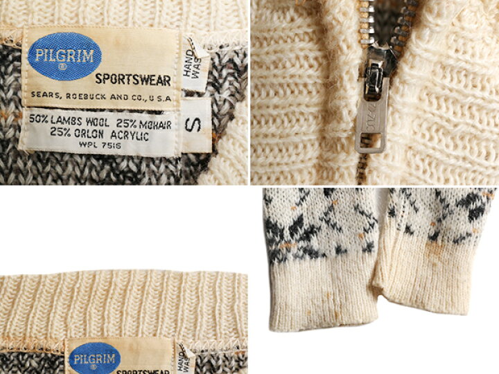 楽天市場】60s USA製 ☆ ピルグリム ノルディック フルジップ モヘア  