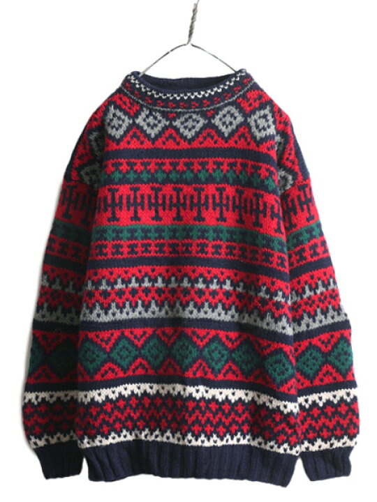 楽天市場】手編み 80s OLD GAP 総柄 ウール ハンド ニット デザイン 