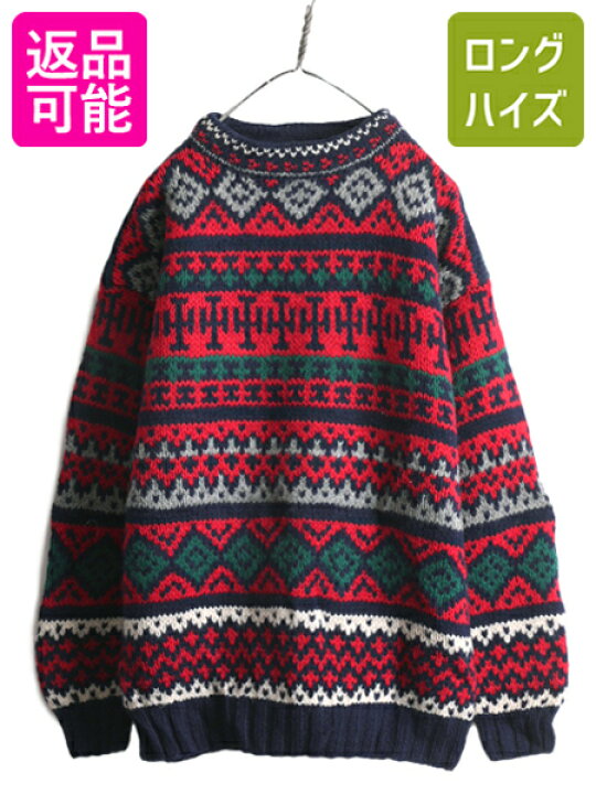 楽天市場】手編み 80s OLD GAP 総柄 ウール ハンド ニット デザイン  
