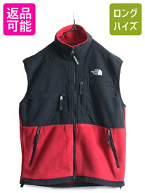 【6/2 10%OFFクーポン 23:59まで!】 90s USA製 ノースフェイス デナリ ベスト メンズ S / オールド The North Face DENALI フリース ナイロン アウトドア 前開き 重ね着 黒 赤| 古着 中古 90's 90年代 アメリカ製 ブラック レッド ノース フリースベスト ノースリーブ ジレ