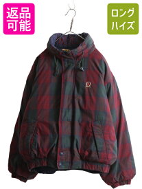 90s トミーヒルフィガー セーリング ダウン ジャケット メンズ XL 90年代 TOMMY HILFIGER リバーシブル チェック 無地 収納フード コットン| 古着 中古 90's オールド トミー ヨット 大きいサイズ ジャンパー ブルゾン ダウンジャケット タータンチェック クレイジー USED