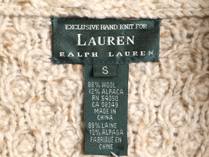 楽天市場】90s 手編み LAUREN ラルフローレン ケーブル ハンド ニット  