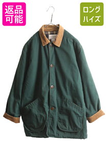 【4/25 24h限定 500円OFF&P8倍!!】 00s J CREW ハンティング ジャケット メンズ L / 00年代 オールド ジェイクルー コットン カバーオール ハーフ コート 襟 コーデュロイ 緑| 古着 中古 00's Jクルー フィールド ハンティングジャケット ブルゾン ジャンパー ハーフコート