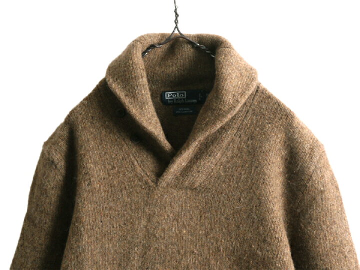 ラルフローレン カシミヤ ショールカラーニットジャケット M ブラウン
