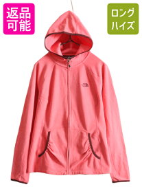 ノースフェイス フリース パーカー ジャケット レディース L The North Face アウトドア ジャンパー ブルゾン フルジップ ハイネック 薄手| 古着 中古 ノース フリースジャケット フードパーカー ポーラテック フード ポケット付き ワンポイント メイソニック ピンク USED