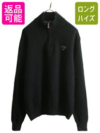 90s ポロ ゴルフ ラルフローレン ニット セーター メンズ L 古着 90年代 オールド POLO GOLF ウール カシミヤ ハーフジップ ハイネック 黒| 中古 ブラック 90's ラルフ ポロゴルフ RALPH LAUREN カシミア ニットセーター 長袖ニット ワンポイント ジップネック アメカジ