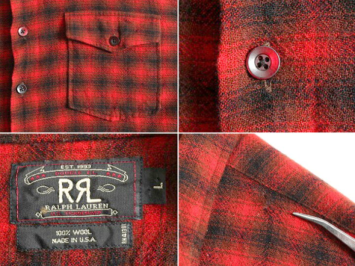 楽天市場】90s 初期タグ USA製 RRL ラルフローレン チェック ウール 