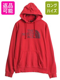 【6/2 10%OFFクーポン 23:59まで!】 ノースフェイス プリント スウェット フード パーカー メンズ S 古着 The North Face プルオーバー トレーナー 裏起毛 薄手 アウトドア 赤| 中古 ノース スエット フードパーカー スウェットパーカー ロゴパーカー プリントパーカー スウ